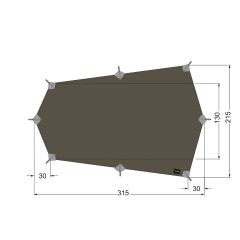 TARP WING 2LT - Toile Tatonka en polyamide/silicone - 315 x 215 cm - Vert SGO