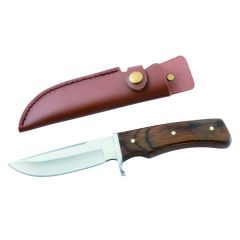Couteau de chasse avec un manche en bois et une lame de 12cm sous bliste