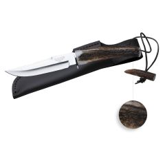 Couteau de chasse à manche en bois de cerf et lame de 16 cm